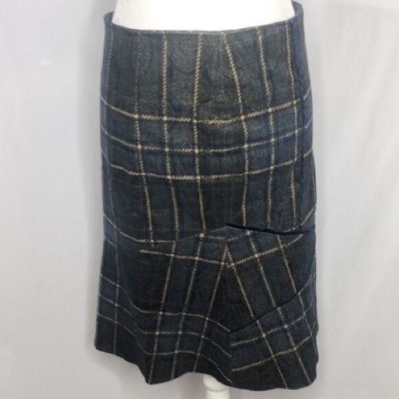 Bye plaid blue and brown midi skirt - Picture 1 of 10